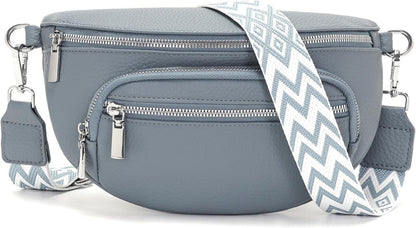 Kleine Damen Bauchtasche Beige Vegan Leder Crossbody Bag