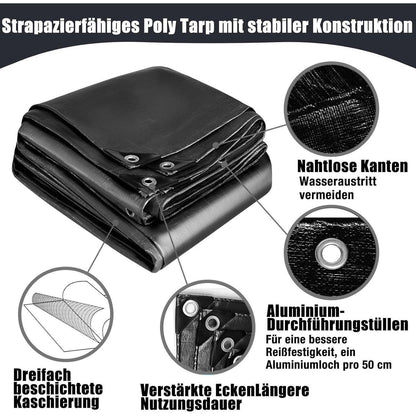 Schwarze Abdeckplane 3x6m – Robust, Wasserfest & Vielseitig