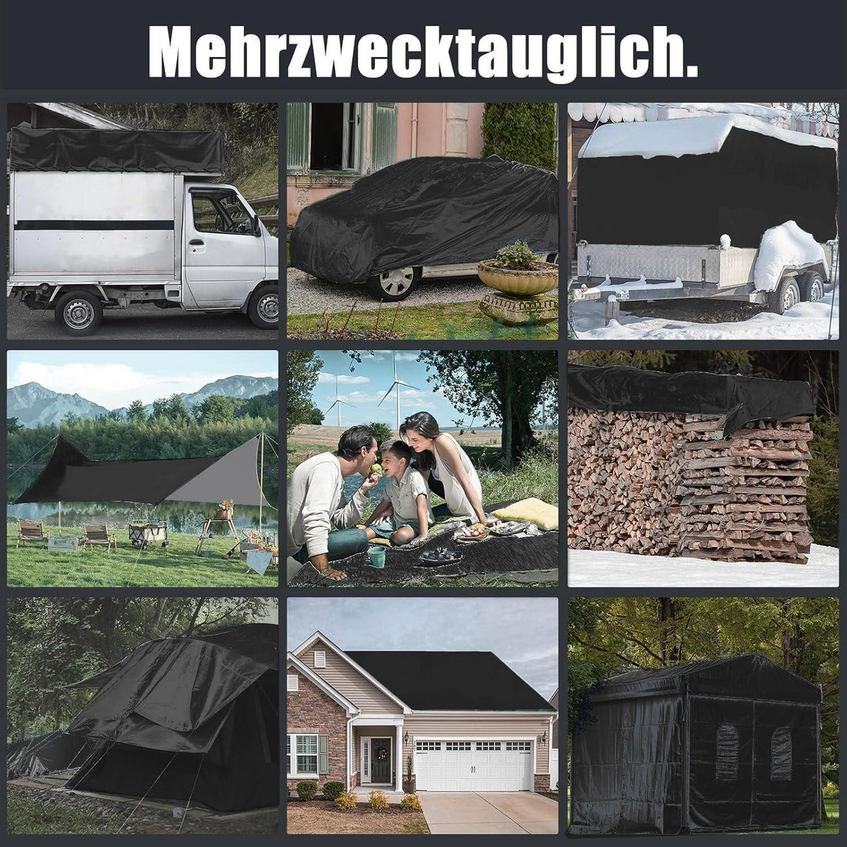Schwarze Abdeckplane 3x6m – Robust, Wasserfest & Vielseitig
