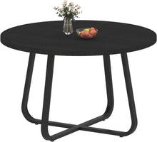 Runder Esstisch Holz-Metall Küchentisch Schwarz Eiche 130 x 75 cm