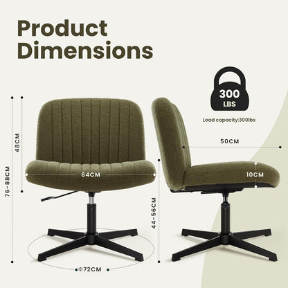 Bürostuhl ohne Rollen, höhenverstellbar, breite Sitzfläche, Grün