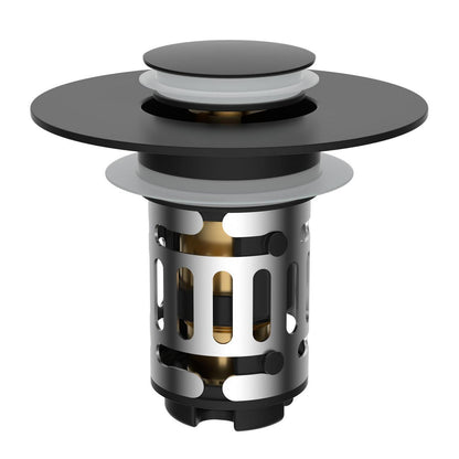 3-in-1 Waschbeckenstöpsel mit Sieb – Matt Schwarz