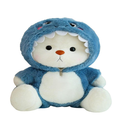 Teddybär mit Kapuze, 35 cm Blau – Weiches Kuscheltier für Kinder