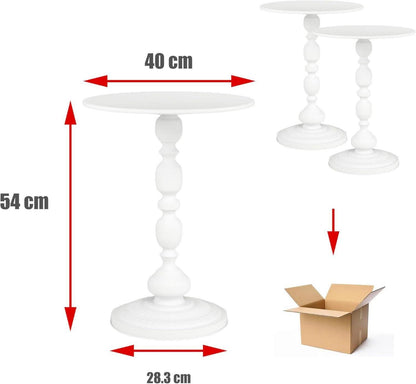 Runder Couchtisch 2er Set Weiß Metall Beistelltische Wohnzimmer