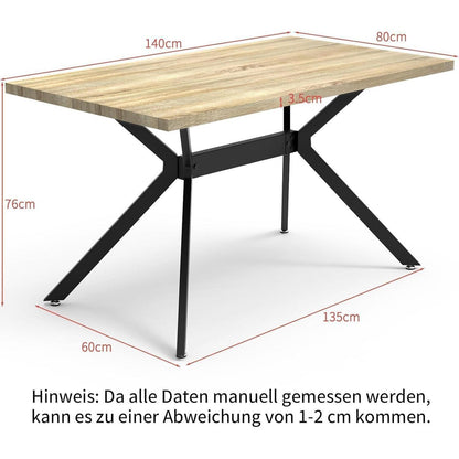 Esszimmergruppe Holz mit 4 Stühlen, 140x80 cm, Modern