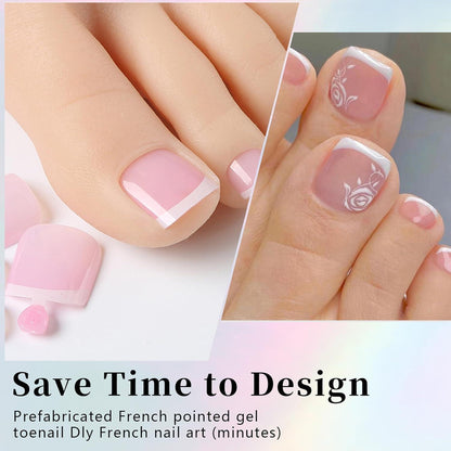 120er Set Französische Falsche Zehennägel – Natürlicher Look & DIY Pediküre