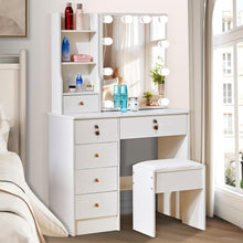 Schminktisch mit LED-Beleuchtung und Spiegel, Make-up