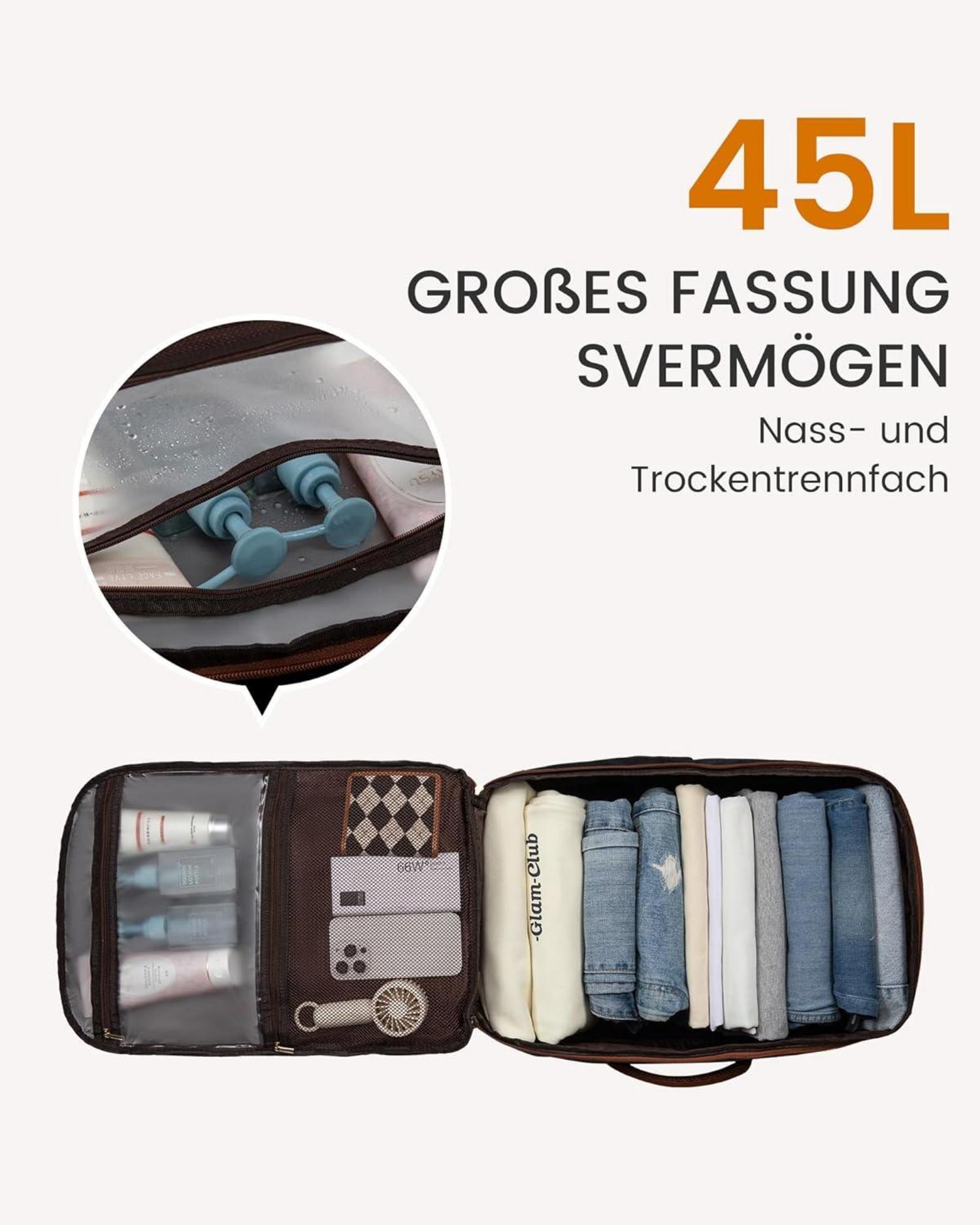 45L Reiserucksack Handgepäck Flugzeug Damen 17,3 Zoll
