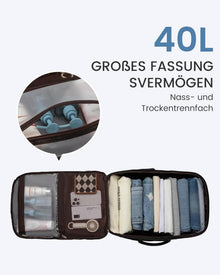 40L Handgepäck Rucksack für Damen und Herren, Schwarz