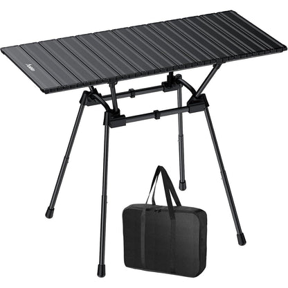 Aluminium Campingtisch klappbar, 4 Höhen, 88x40cm, Schwarz