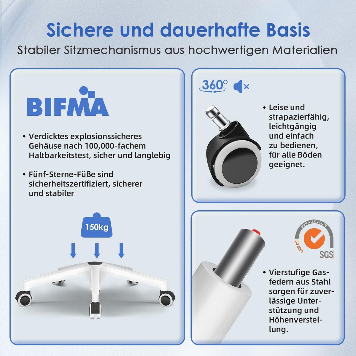 Ergonomischer Bürostuhl mit Lendenwirbelstütze und Wippfunktion