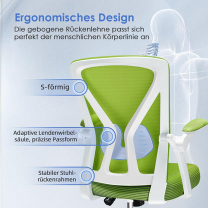 Hinonde Bürostuhl Ergonomisch mit Lendenwirbelstütze, Netzstuhl Wippfunktion