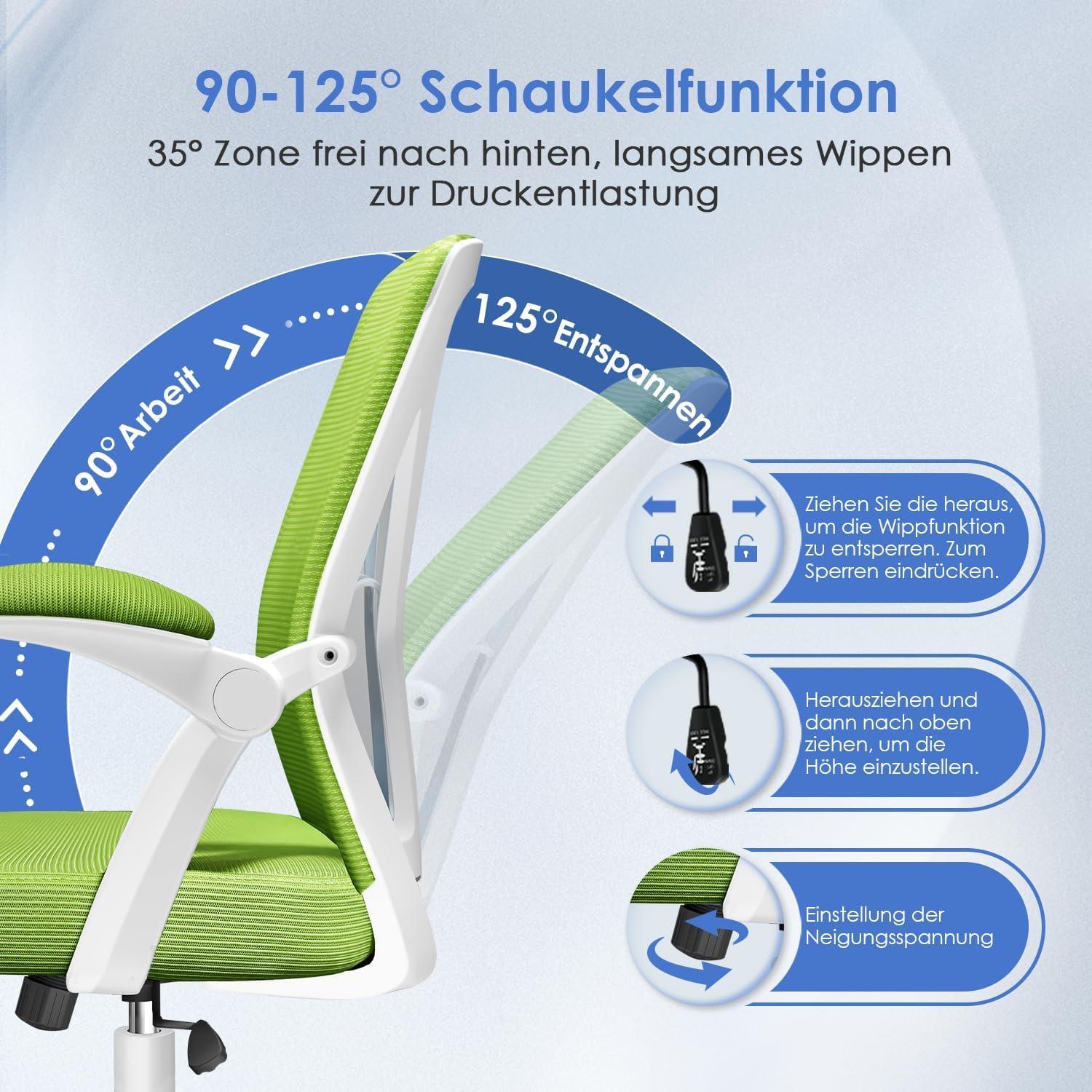 Ergonomischer Bürostuhl Höhenverstellbar mit Lendenwirbelstütze