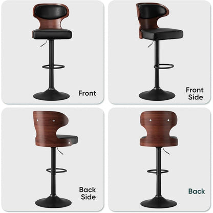 Hawthyhome Barhocker 4er Set Schwarz Nussbaumholz mit Rückenlehne