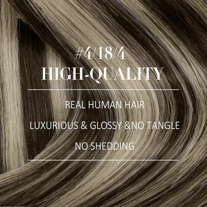 Clip-in Echthaar Extensions Ombre Braun Aschblond 55cm
