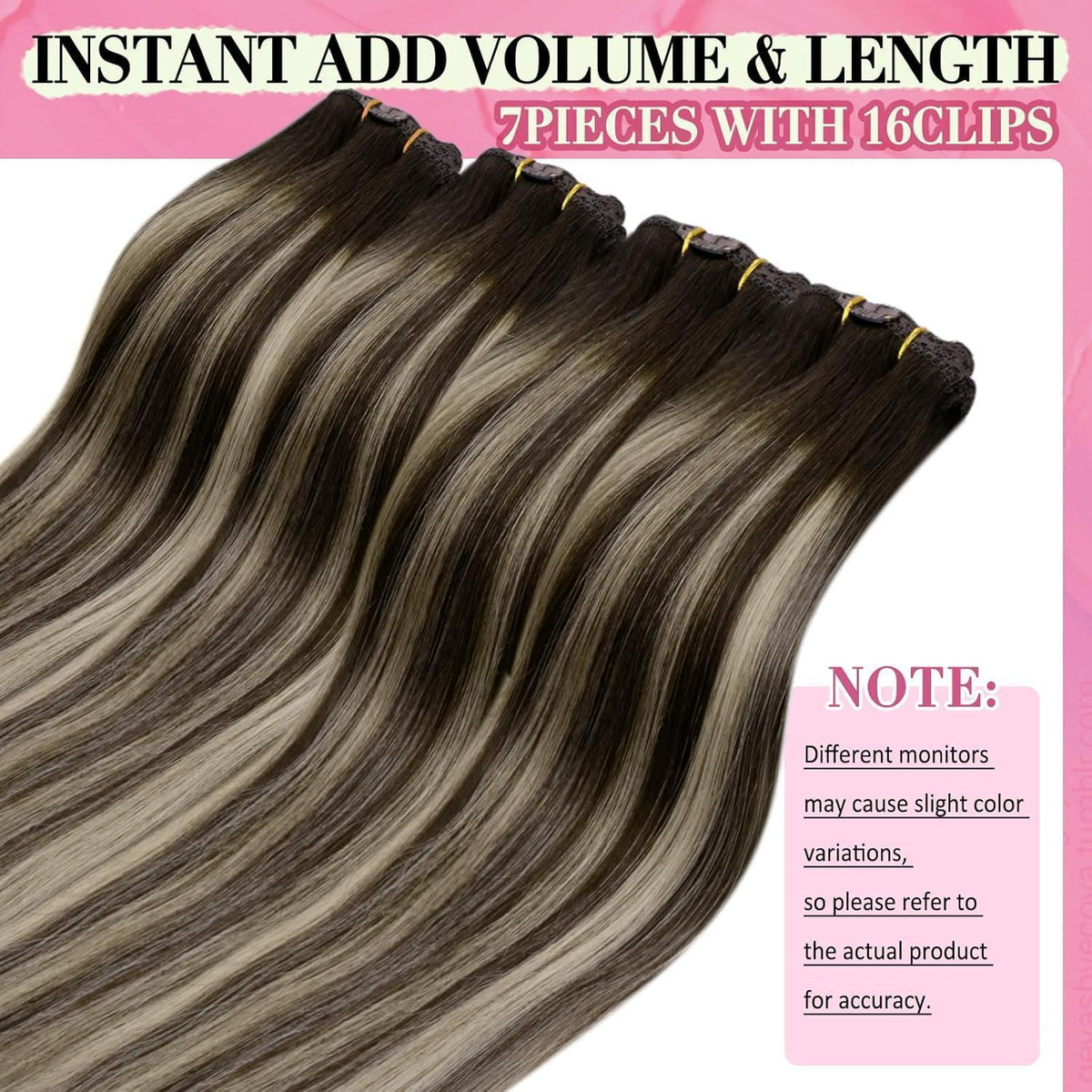 Clip-in Echthaar Extensions Ombre Braun Aschblond 55cm
