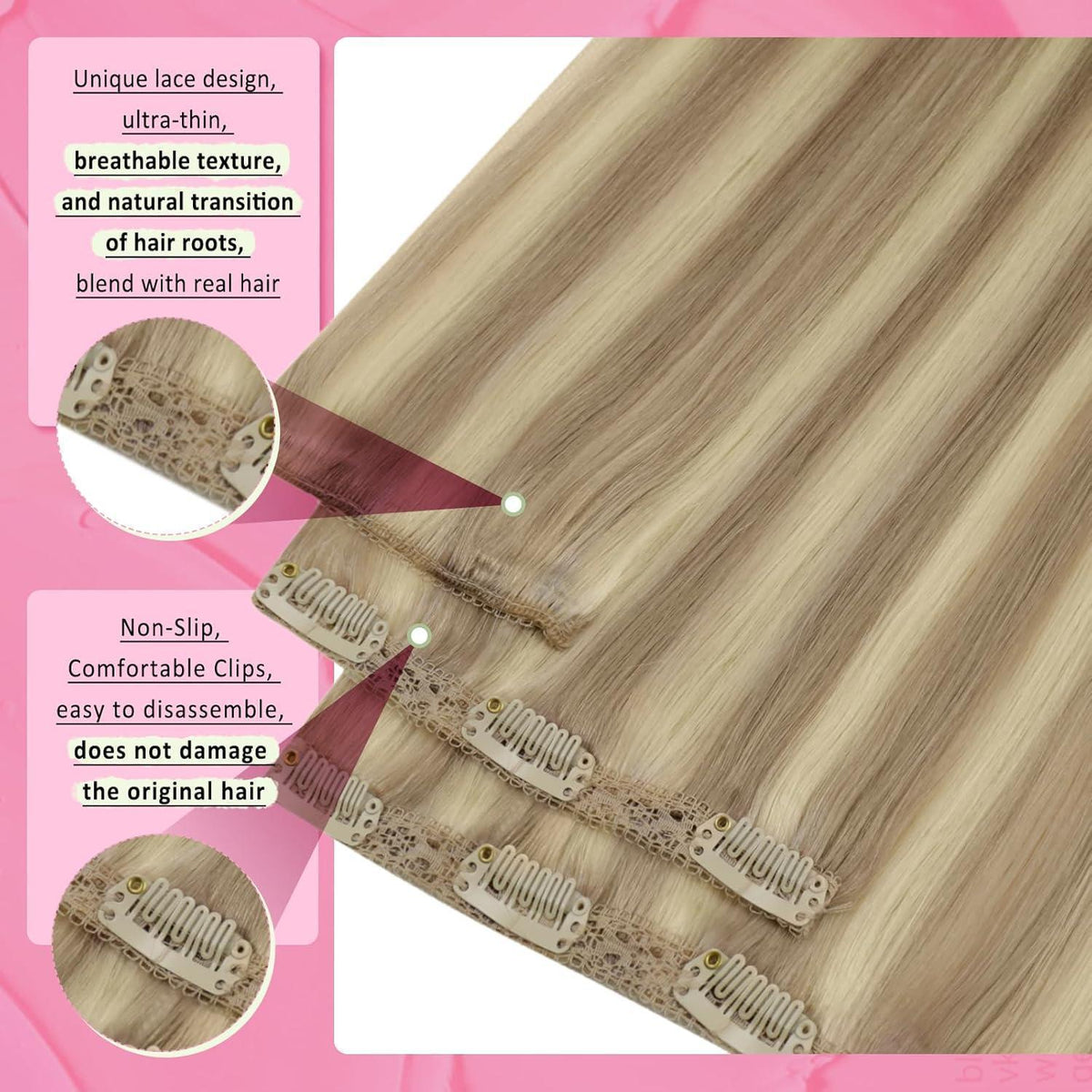 Echthaar Clip-in Extensions Blond 55 cm – 120g