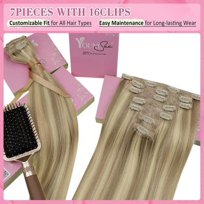 Echthaar Clip-in Extensions Blond 55 cm – 120g