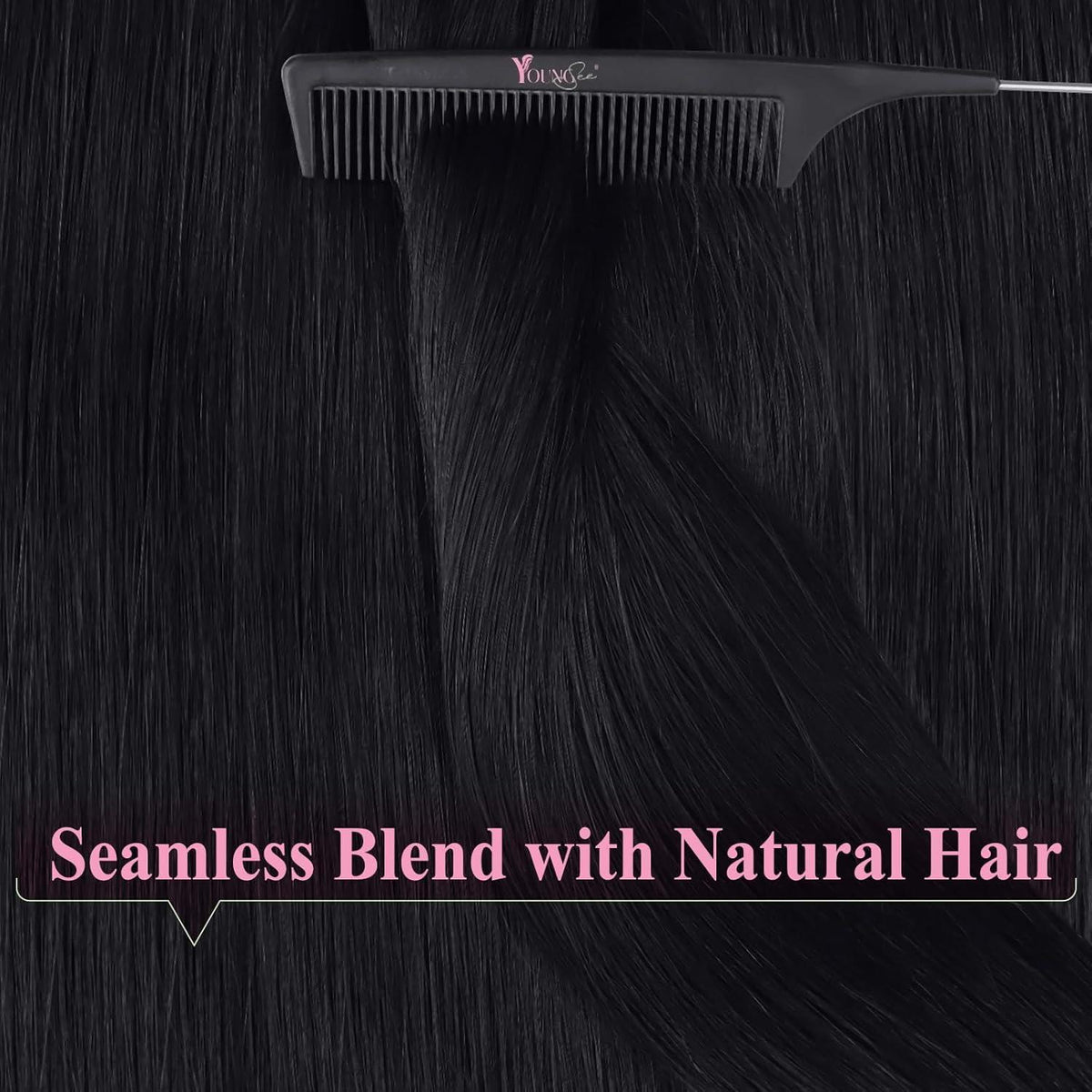 Echthaar Tape Extensions Schwarz 65 cm – Remy Haare
