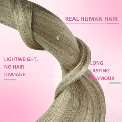 Echthaar Tape Extensions Ombre Blond Platinblond 40cm