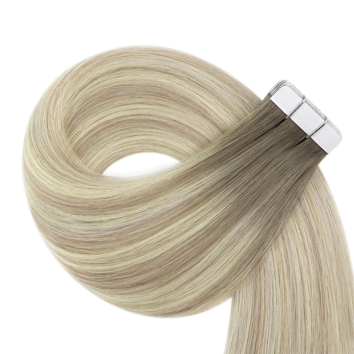 Echthaar Tape Extensions Ombre Blond Platinblond 40cm