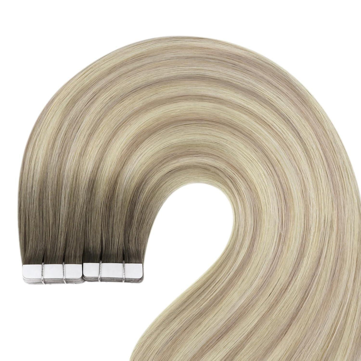 Echthaar Tape Extensions Ombre Blond Platinblond 40cm
