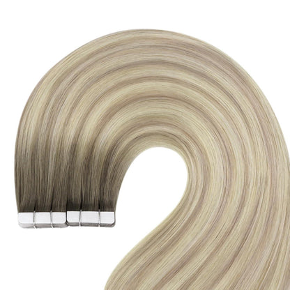 Echthaar Tape Extensions Ombre Blond Platinblond 40cm