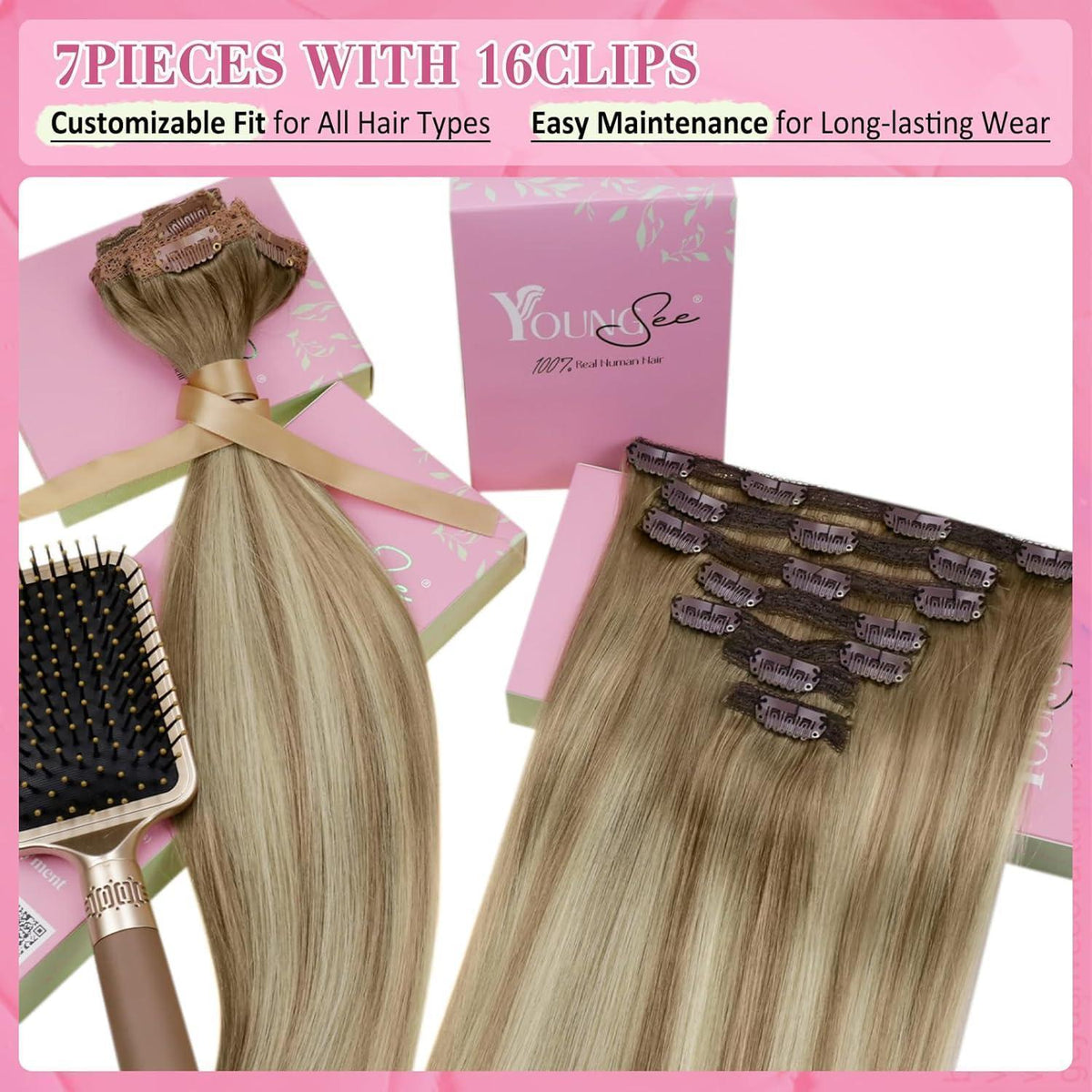 Clip-in Echthaar Extensions Ombre 50cm – Volumenspendend & Vielseitig
