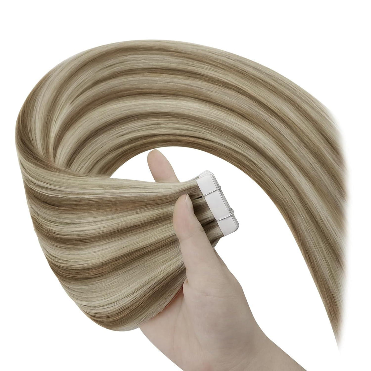 Echthaar Tape Extensions Braun Blond 50cm