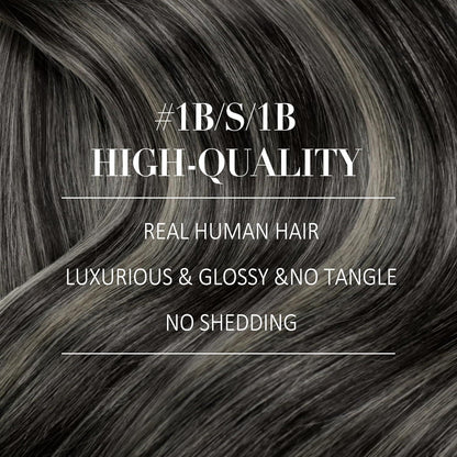 Silberne Clip-in Haarverlängerung 45cm Echthaar Ombre