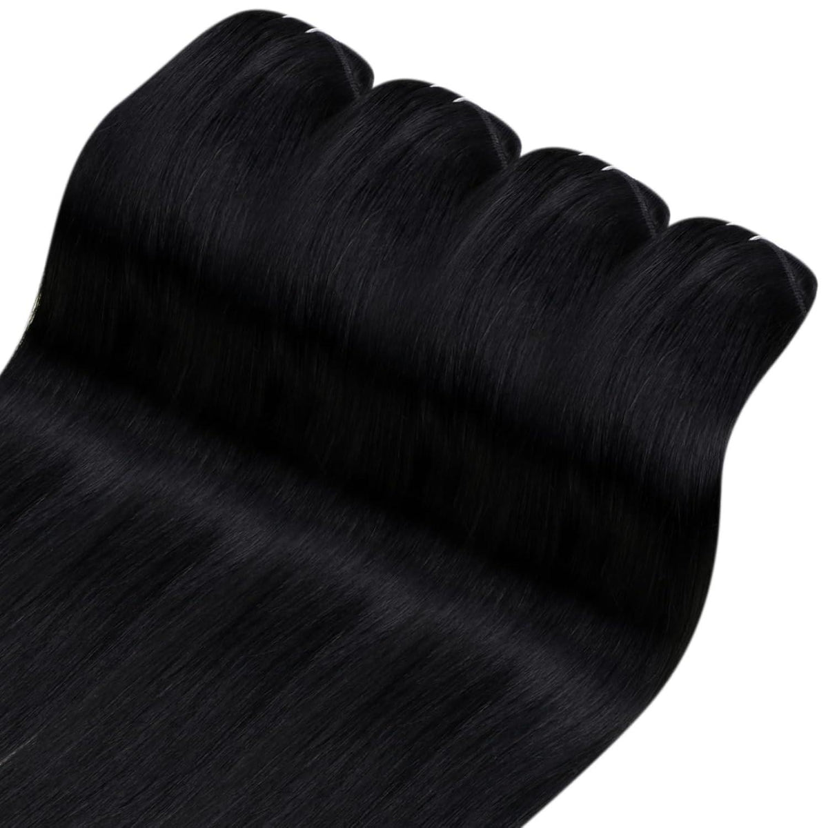 Echthaar Clip-Ins Schwarz 45cm - 120g, Glatt & Voluminös