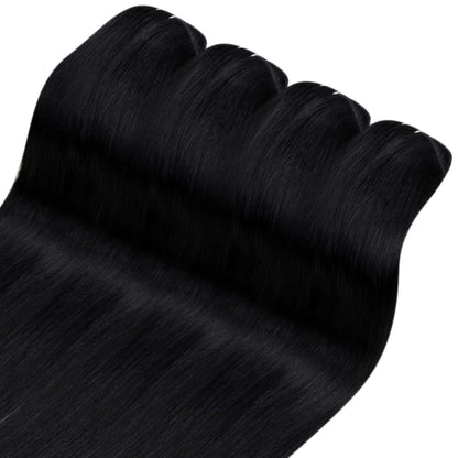 Echthaar Clip-Ins Schwarz 45cm - 120g, Glatt & Voluminös