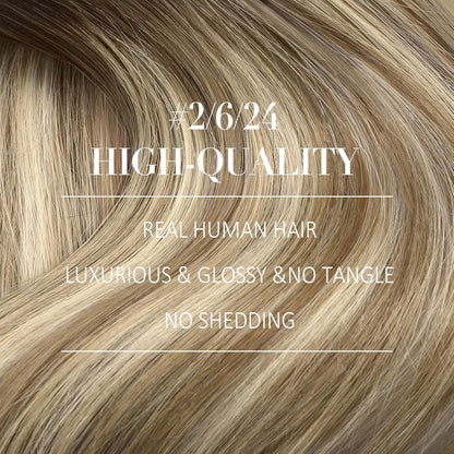 Echthaar Clip-in Extensions Braun Balayage 55cm