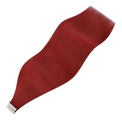 Rote Tape-in Haarverlängerung Echthaar 45cm