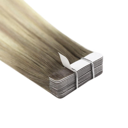 Echthaar Tape Extensions Blond Aschblond Ombre 30cm