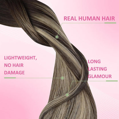 Tape Extensions Braun Blond 50 cm Echthaar Ombre