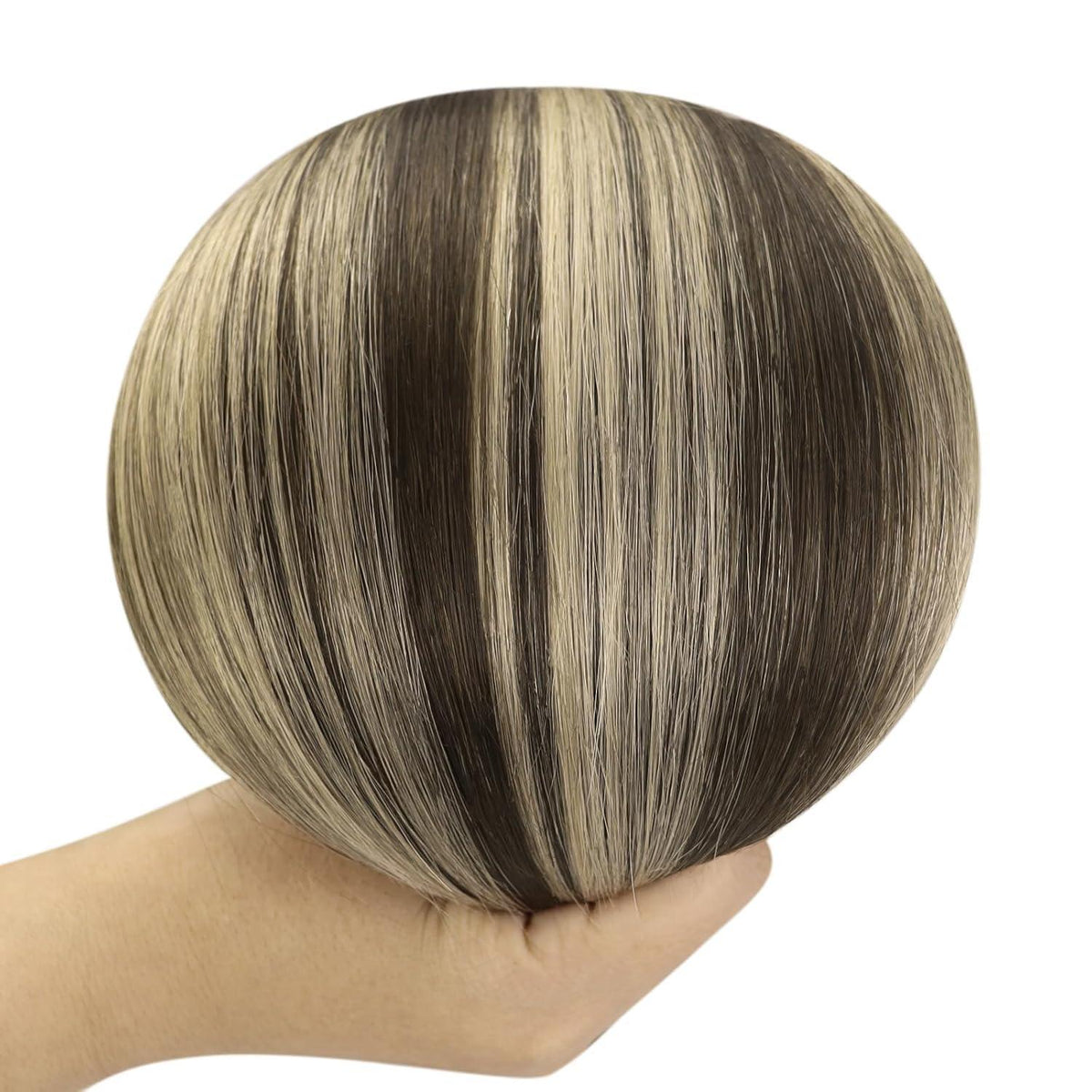 Clip-in Echthaar Extensions Ombre Dunkelbraun-Blond 30cm