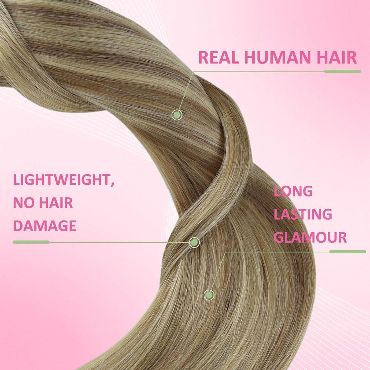 Echthaar Tape Extensions Braun Blond 35cm - Haarverlängerung