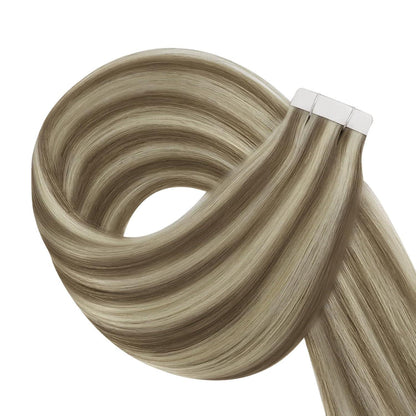Echthaar Tape Extensions Braun Blond 35cm - Haarverlängerung