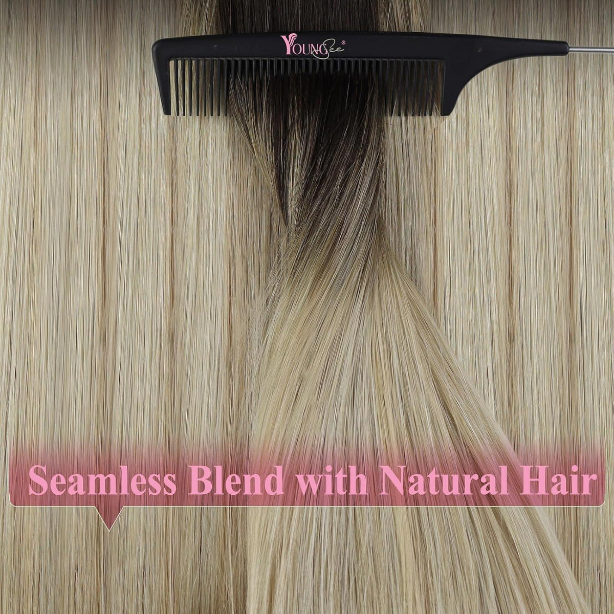 Echthaar Tape Extensions Balayage Dunkelbraun Ombre 40cm