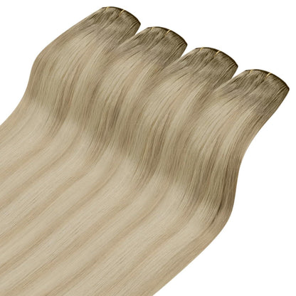 Echthaar Clip-in Extensions Ombre Aschblond Platinblond 55cm