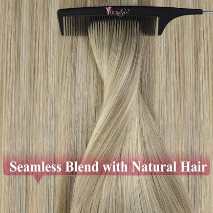 Echthaar Tape Extensions Ombre Aschblond Platinblond 35cm