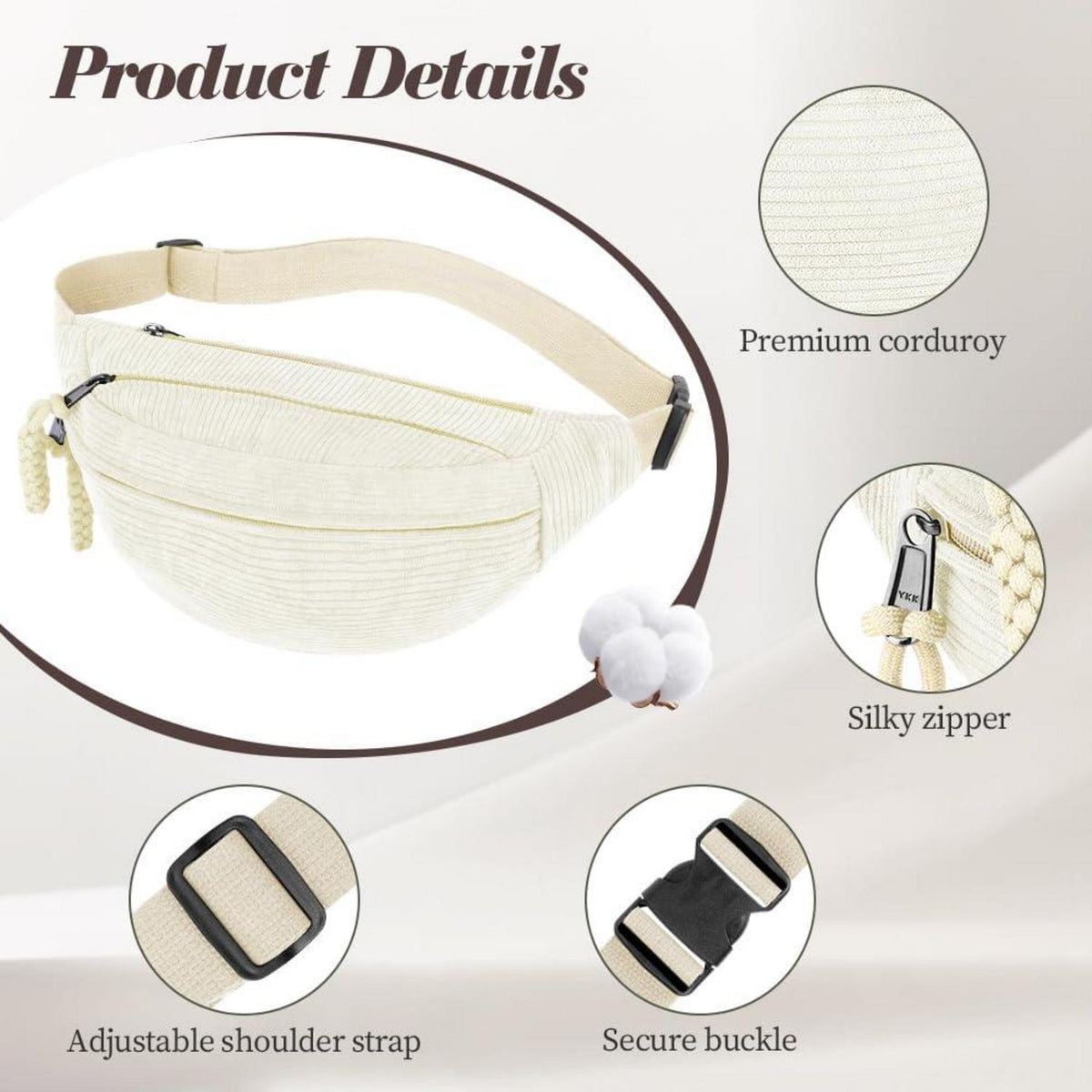 Umhängetasche Cord Bauchtasche Gürteltasche Crossbody Bag