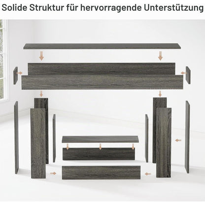 160cm Konsolentisch mit Stauraum & Bauernhaus-Design (Hellgrau)