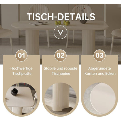 Weißer ovaler Esstisch 180cm – Modern & Platz für 6-8 Personen
