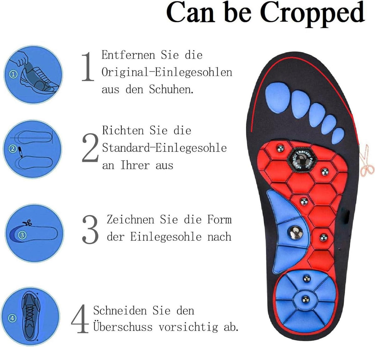 Ergonomische Magnetische Einlegesohlen 35-39, Gel-Massagepunkte, Schnittbar