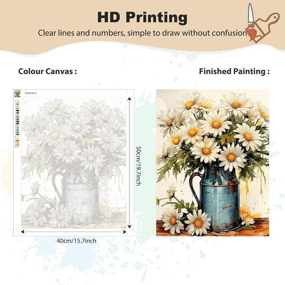 Malen nach Zahlen Blumen 40x50cm - DIY Ölgemälde Set für Anfänger