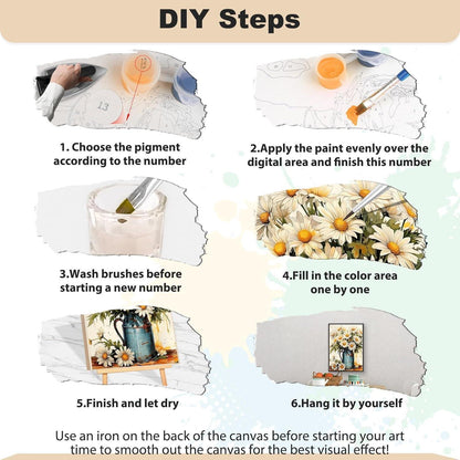 Malen nach Zahlen Blumen 40x50cm - DIY Ölgemälde Set für Anfänger