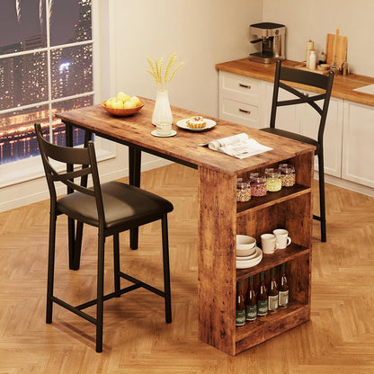 3-teiliges Bartisch Set mit Klapptisch & Barhockern Industriell