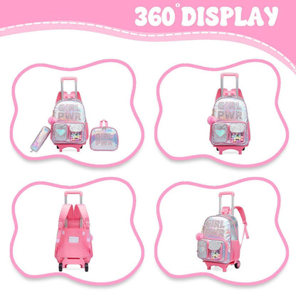 Kinder Trolley Rucksack Set Rosa – 3in1 Schule & Reise